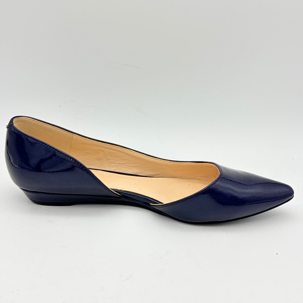 Nine West Saige Navy Blue Patent d'Orsay Pointed Toe Flats Size 6 Office Preppy - Picture 9 of 9
